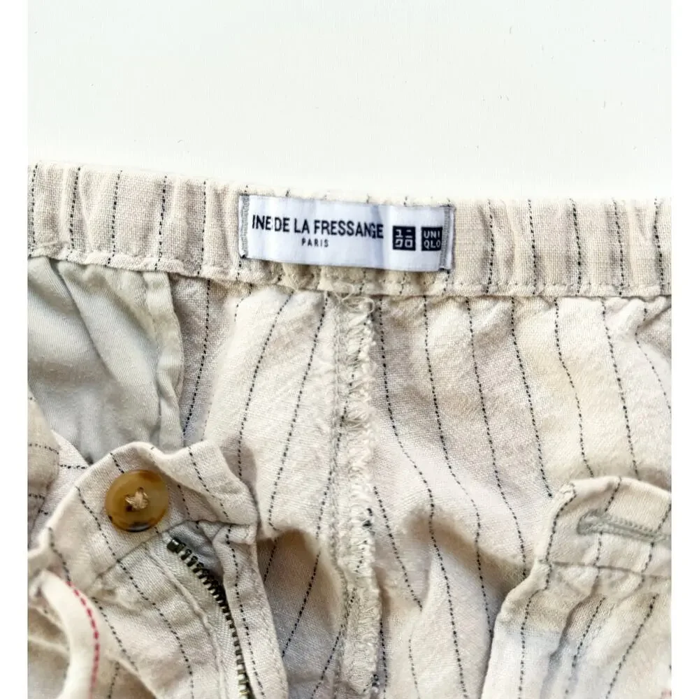 Uniqlo‎ Cream Linen Pants Pin Striped  Large